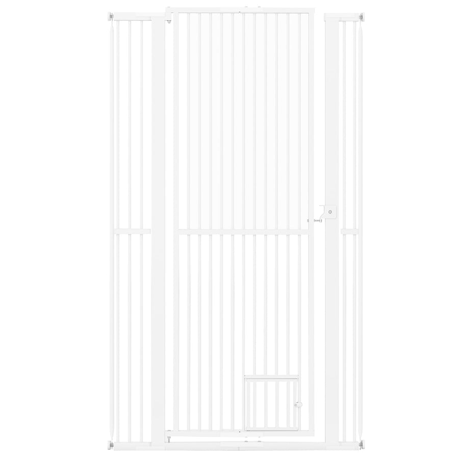 171 cm Extra Tall Pet Gate Heavy-Duty Metal Cat Gate with Wide Opening-White