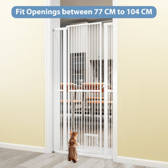 171 cm Extra Tall Pet Gate Heavy-Duty Metal Cat Gate with Wide Opening-White