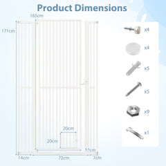 171 cm Extra Tall Pet Gate Heavy-Duty Metal Cat Gate with Wide Opening-White