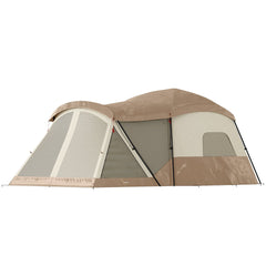 Outsunny Cabin Tent Waterproof Camping Tent with Two Room for 4 Person Brown