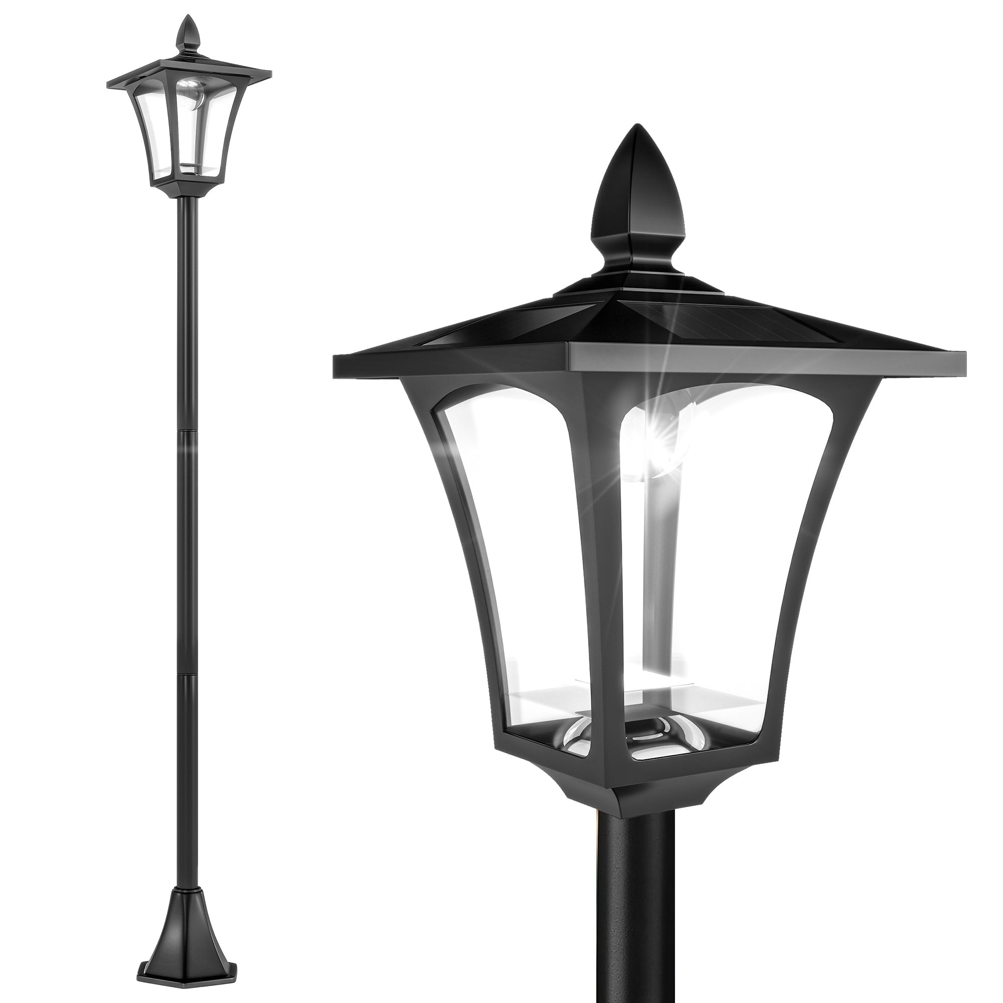 Outsunny Outdoor Garden Solar Post Lamp Sensor Dimmable LED Lantern Bollard Pathway 1.6M Tall √¢‚Ç¨‚Äú Black