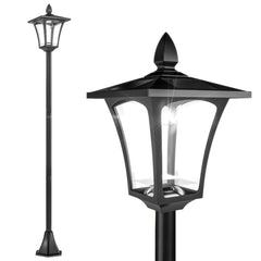 Outsunny Outdoor Garden Solar Post Lamp Sensor Dimmable LED Lantern Bollard Pathway 1.6M Tall – Black