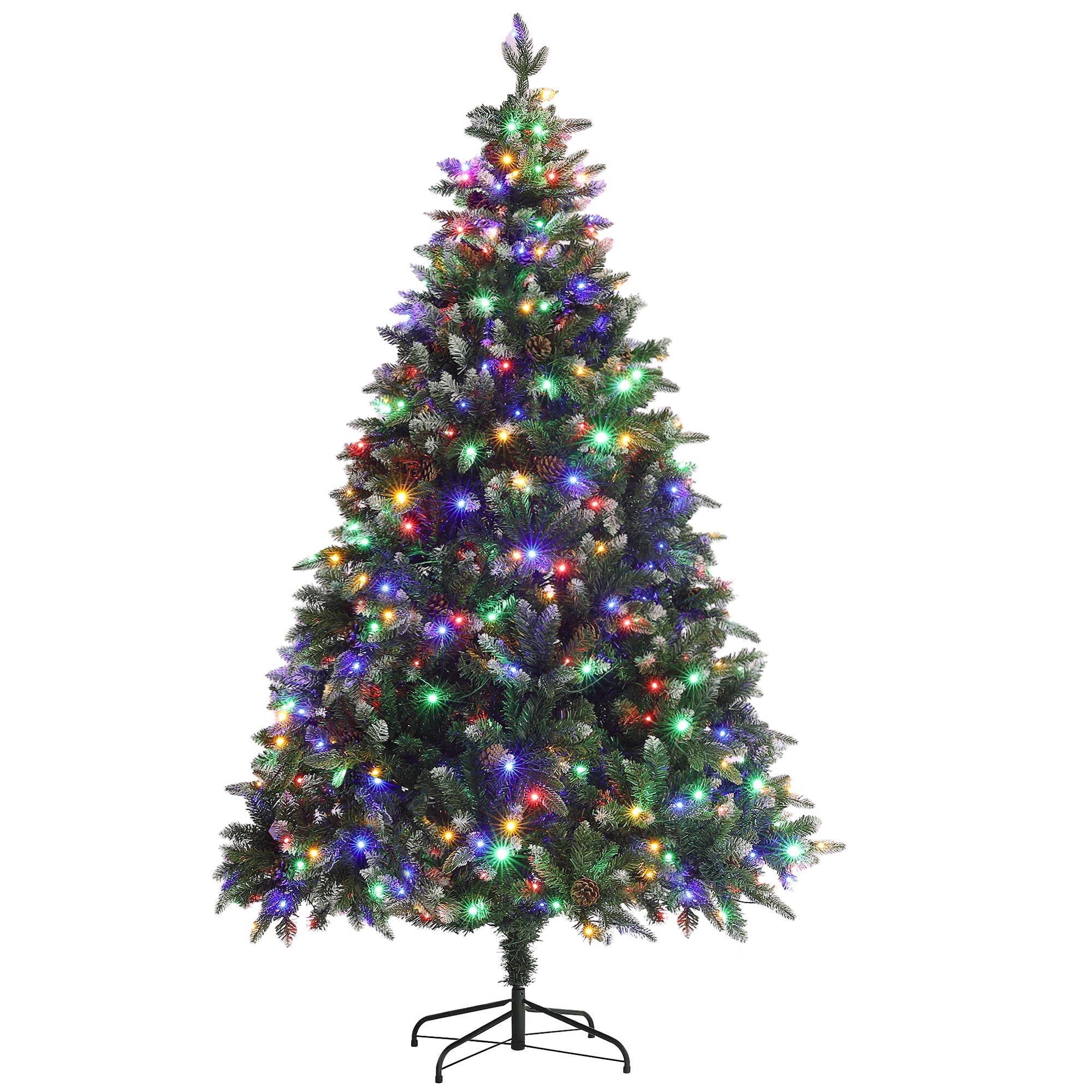HOMCOM 7ft LED Pre-Lit Artificial Christmas Tree, with Base
