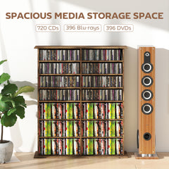 HOMCOM 16-Compartment Media Shelf - Rustic Brown