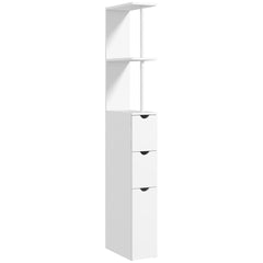 HOMCOM Slim Bathroom Storage Cabinet with Drawers, Tall Bathroom Cupboard with 2-Tier Shelf, White