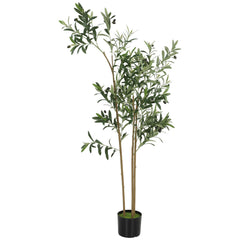 HOMCOM Decorative Artificial Plant, 148 cm Silk Olive Tree with 553 Leaves in Cement Pot, Fake Plant