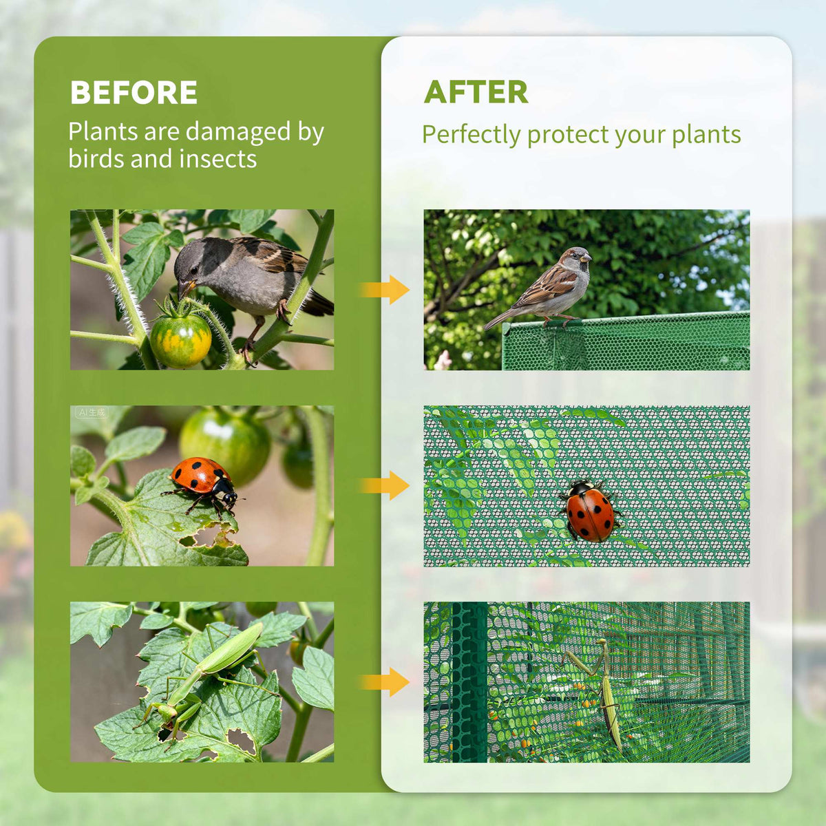 Outsunny 120 x 120cm Compact Plant Cage, with Netting - Green