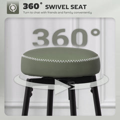 HOMCOM Set of Two Faux Leather Bar Stools - Green/Black