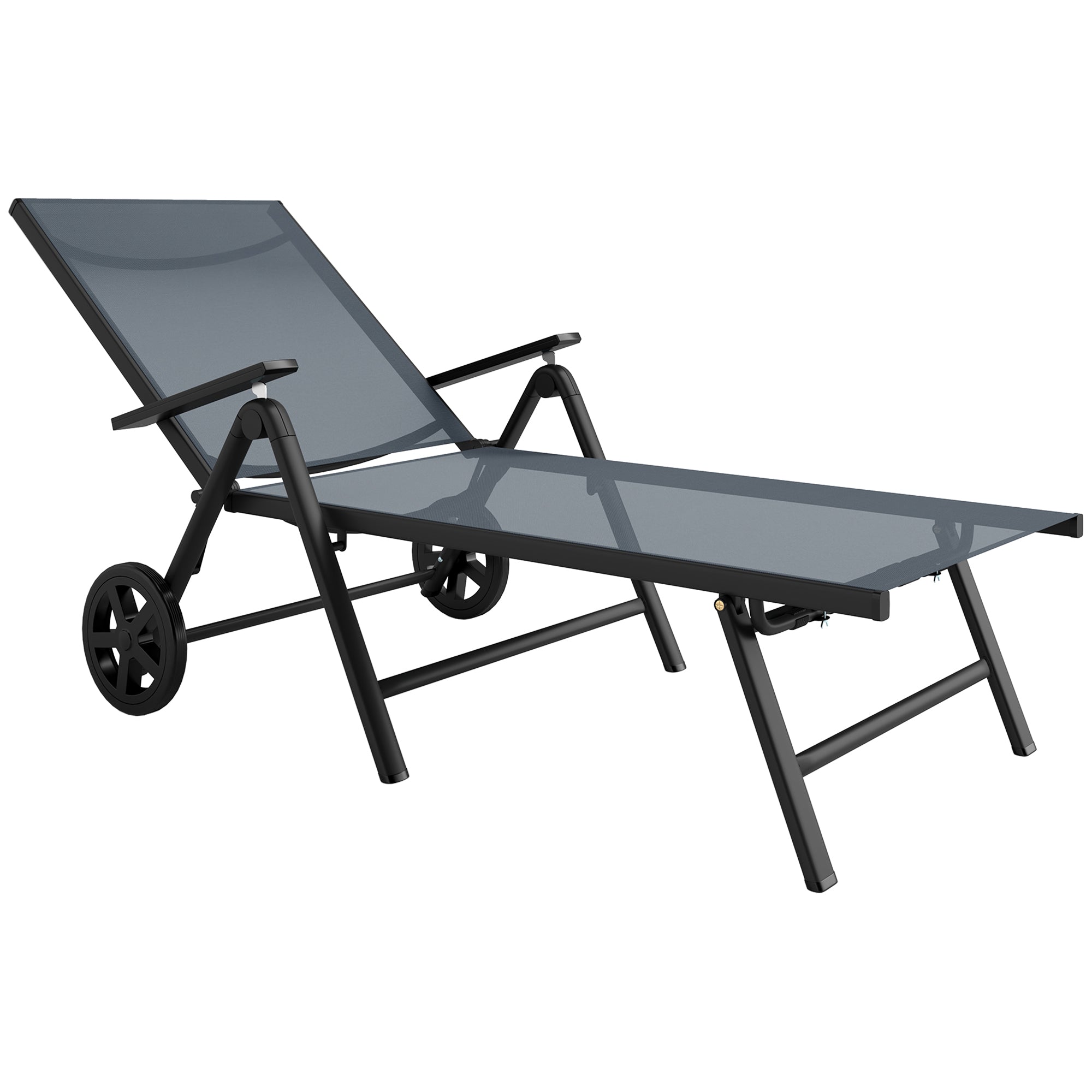 Outsunny Five-Position Reclining Sun Lounger - Grey