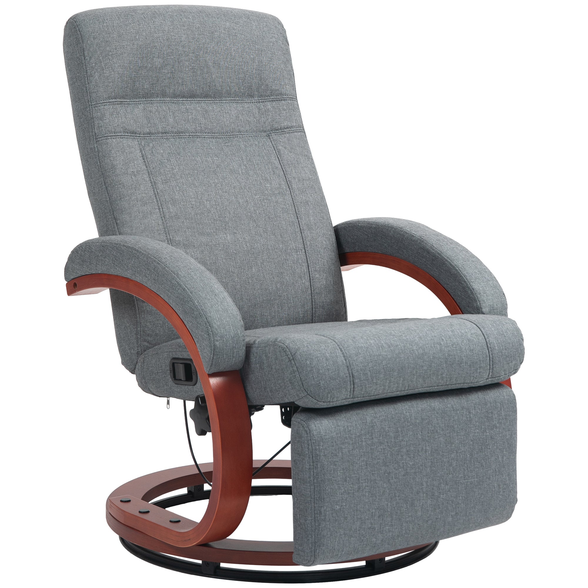 HOMCOM 135  Manual Reclining Swivel Chair, with Footrest - Grey