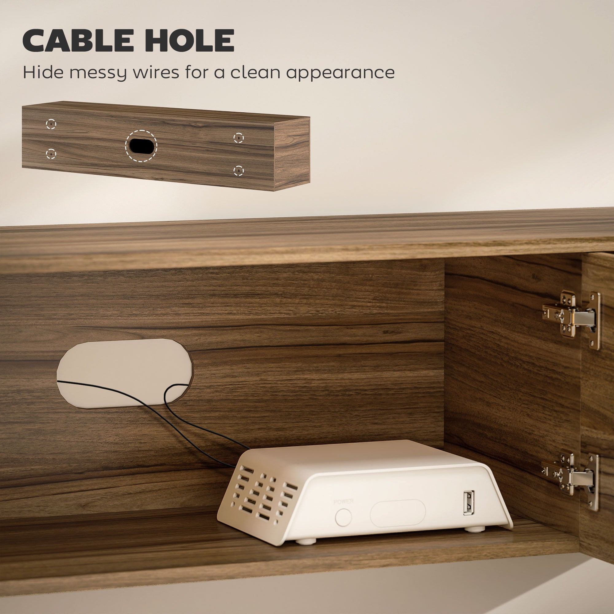 HOMCOM Floating TV Unit, 150 cm Wall Mounted TV Stand Cabinet with Shelves and Doors, Entertainment Media Console for Living Room, Bedroom, Rustic Brown