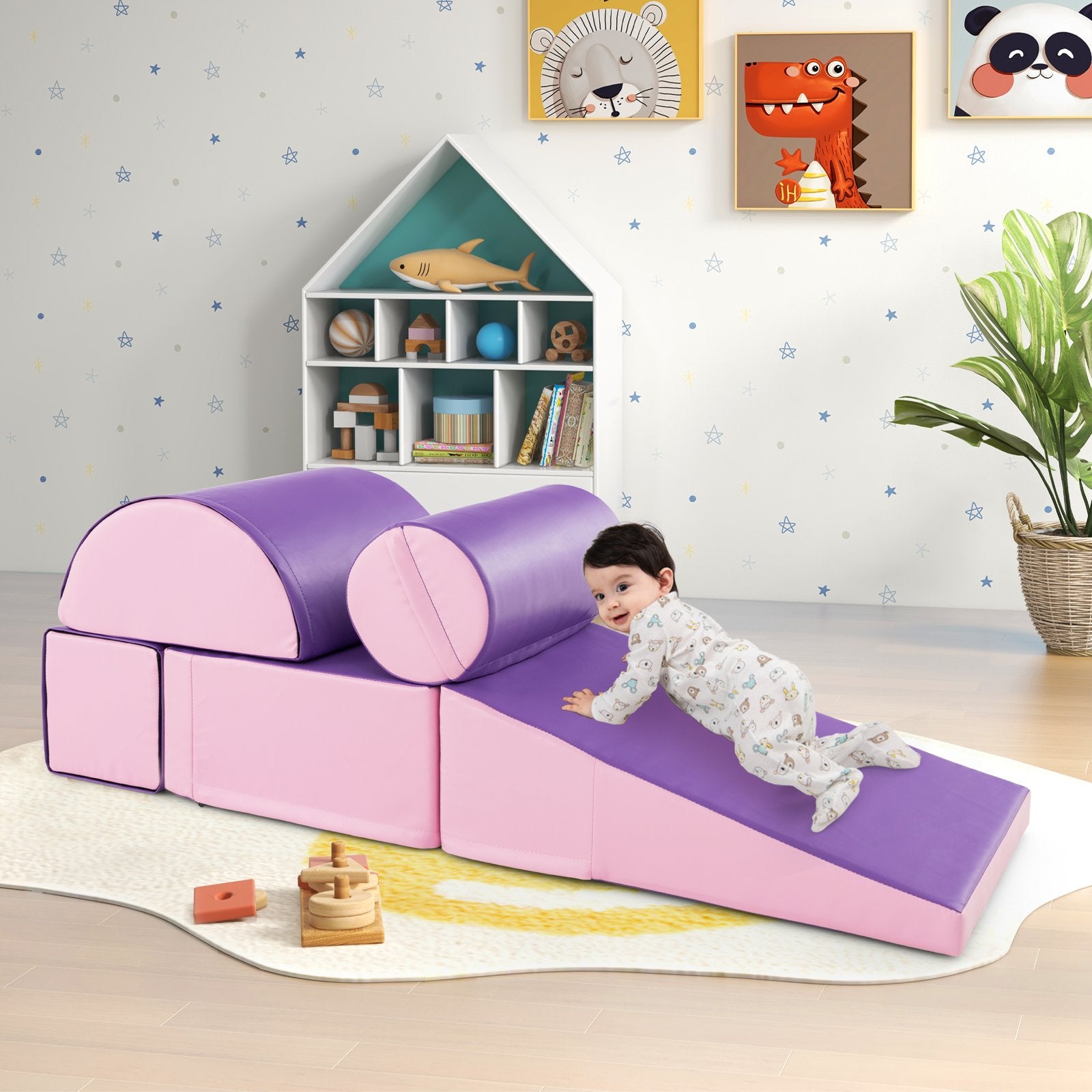 5-Piece Soft Waterproof Kids Climb &amp;amp;amp;amp;amp;amp;amp; Crawl Activity Playset-Purple