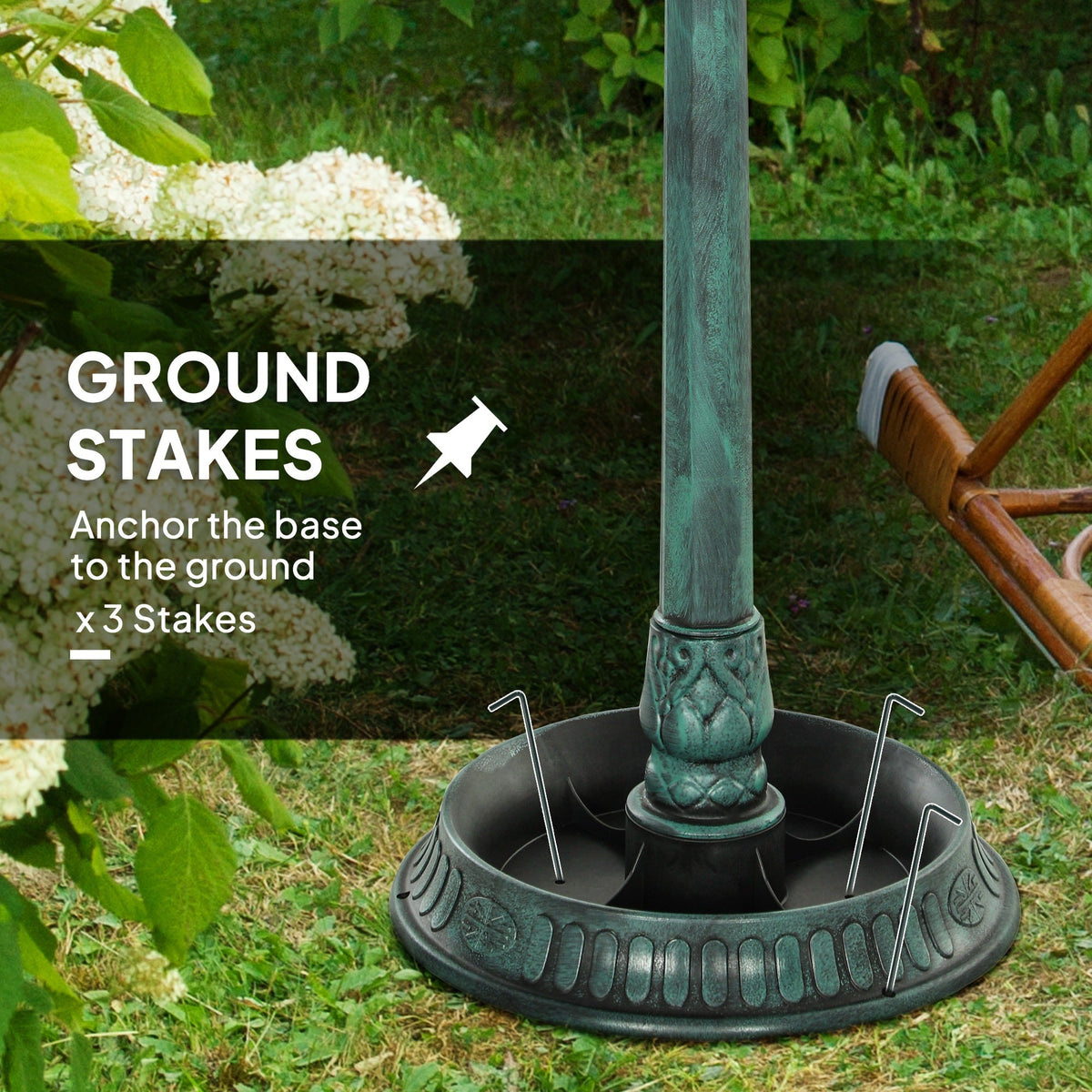 Outsunny 3-in-1 Garden Bird Bath, Freestanding Birdbath with Large Water Basin, Underneath Flower Planter, _50 x 113 cm