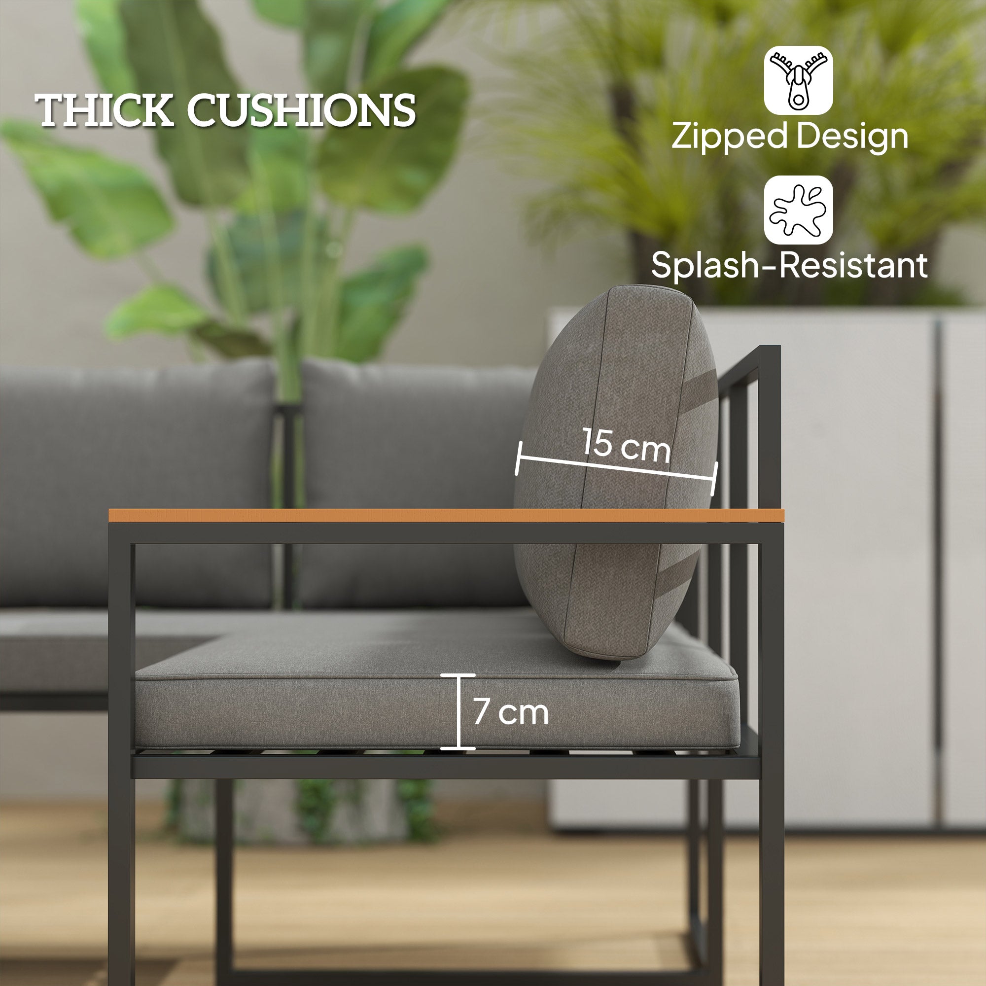 Outsunny Six Piece L Shaped Garden Furniture Set with 3 Loveseats - Natural Wood Finish