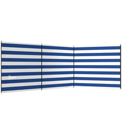 Outsunny 4 Pole Camping Windbreaks, Beach Wind Shield Shelter with Carry Bag and Steel Poles, 540cm x 150cm, Dark Blue