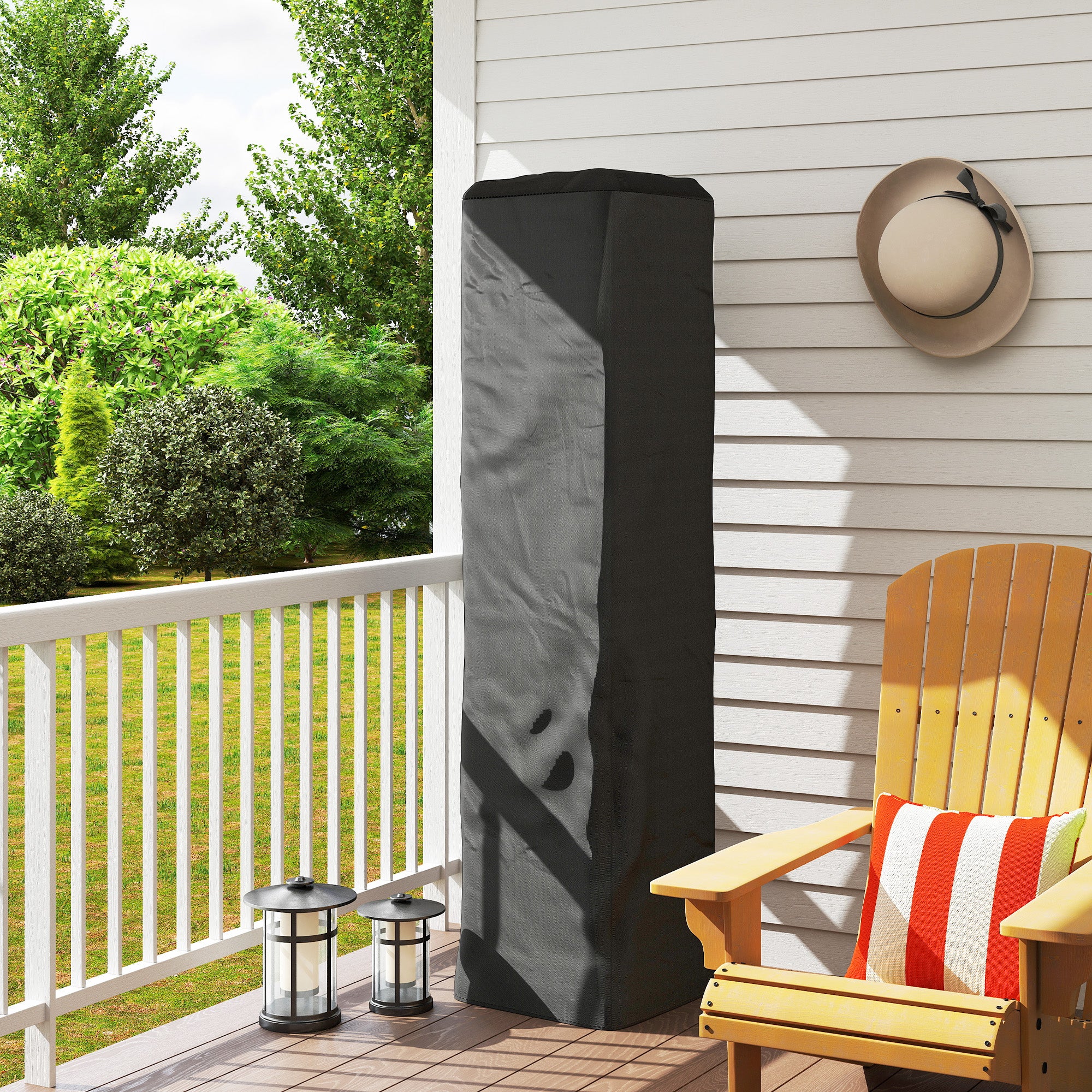 Outsunny Heavy Duty Gas Pyramid Patio Heater Cover, Full Length Outdoor Heater Cover Protector, UPF 30+ Oxford Fabric with Zipper, Black
