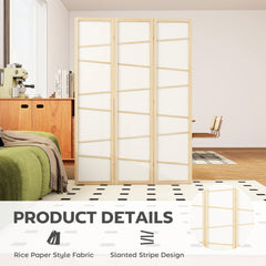 HOMCOM Wooden Folding Privacy Screen, 3 Panel Room Divider for Bedroom, Natural Wood Finish