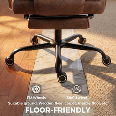 HOMCOM Executive Office Chair, Leathaire Big and Tall Office Chair 180 kg with Wide Seat, Reclining, Lumbar Support, Brown