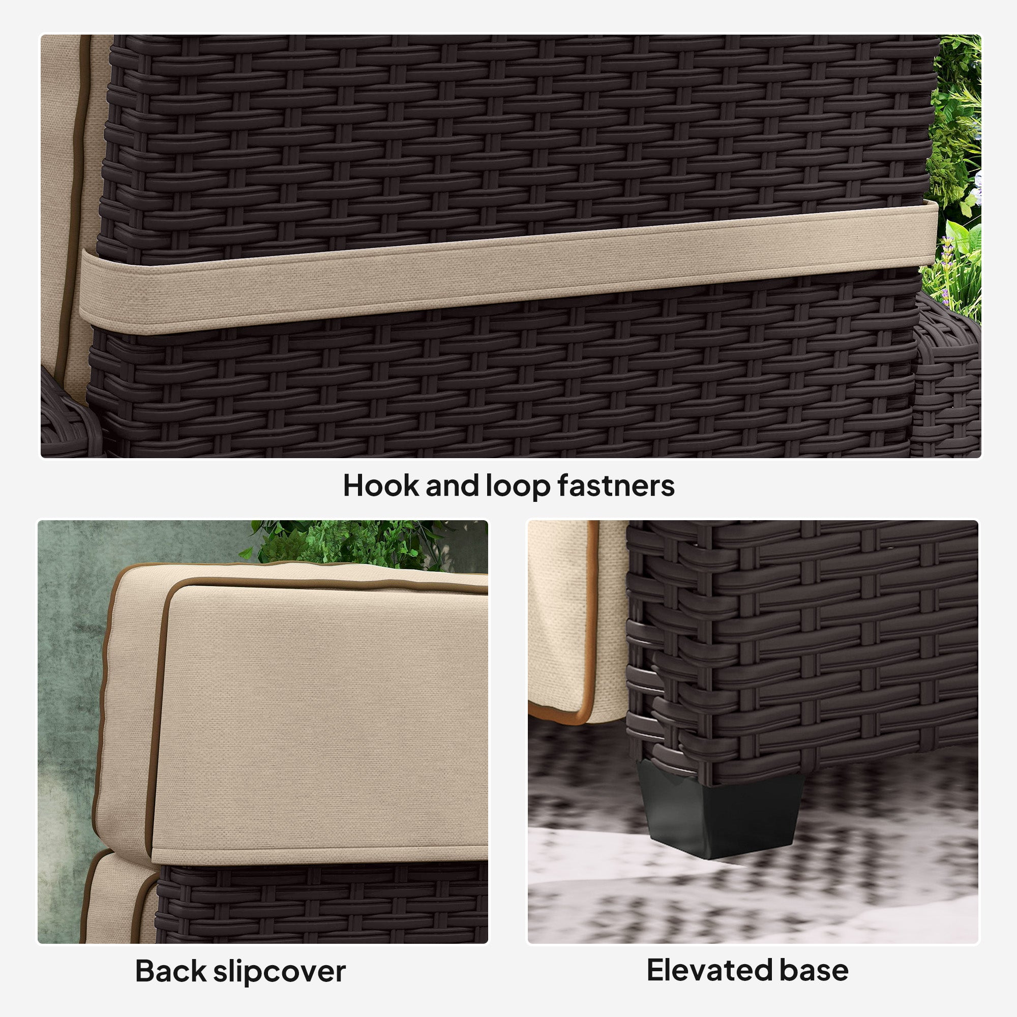 Outsunny 145√Ç¬∞ Reclining Rattan Armchair, with Footrest - Brown/Khaki