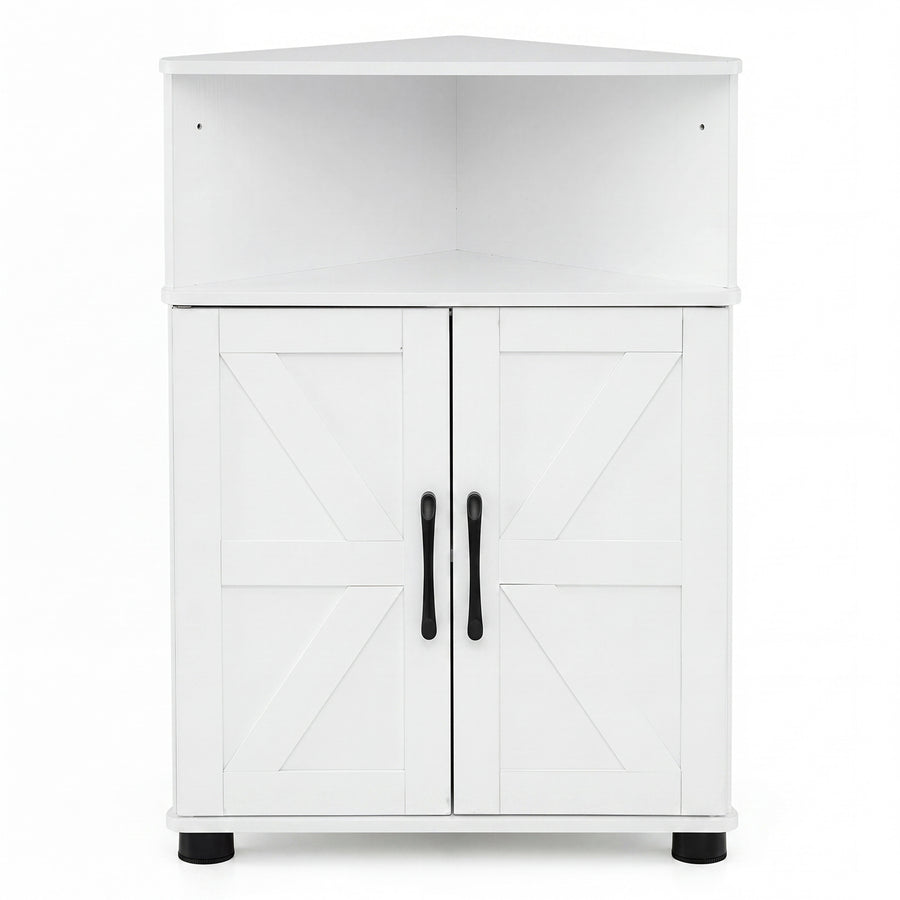 Farmhouse Bathroom Corner Storage Cabinet-White