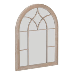 Farmhouse Window Pane Mirror Large Arched Wall Mounted Mirror with Metal Frame 88.5 x 69 cm-Grey