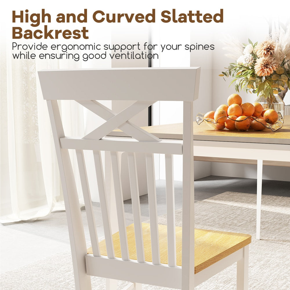 Close up of the backrest of a farmhouse dining chair