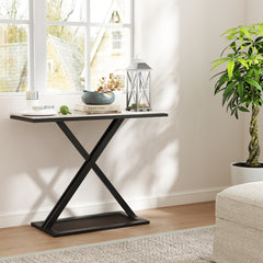 Faux Marble Top Metal Frame Entryway Console Table