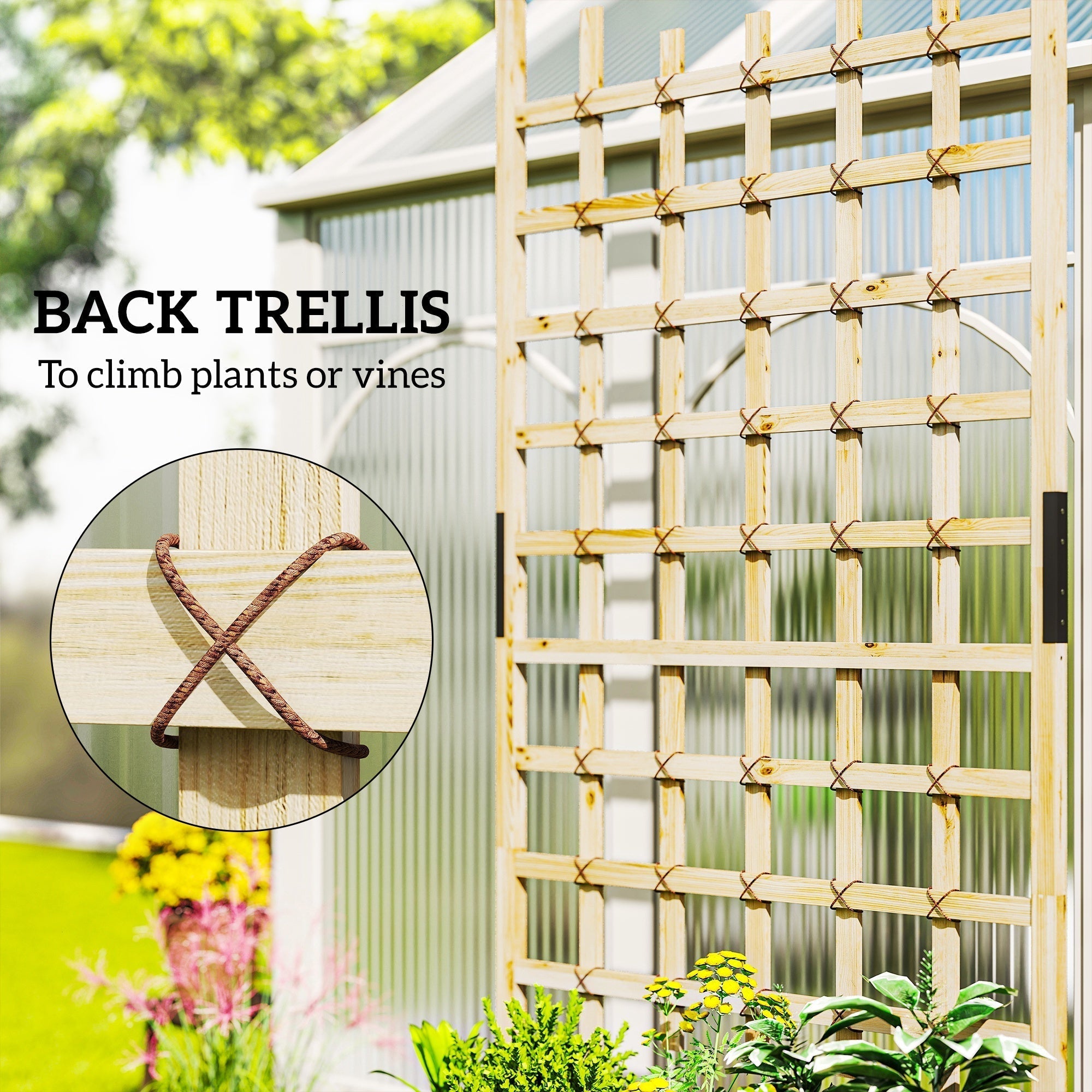 Outsunny Wooden Trellis Planter, Raised Garden Bed with Wheels, to Climb and Grow Vegetables, Herbs and Flowers, Natural
