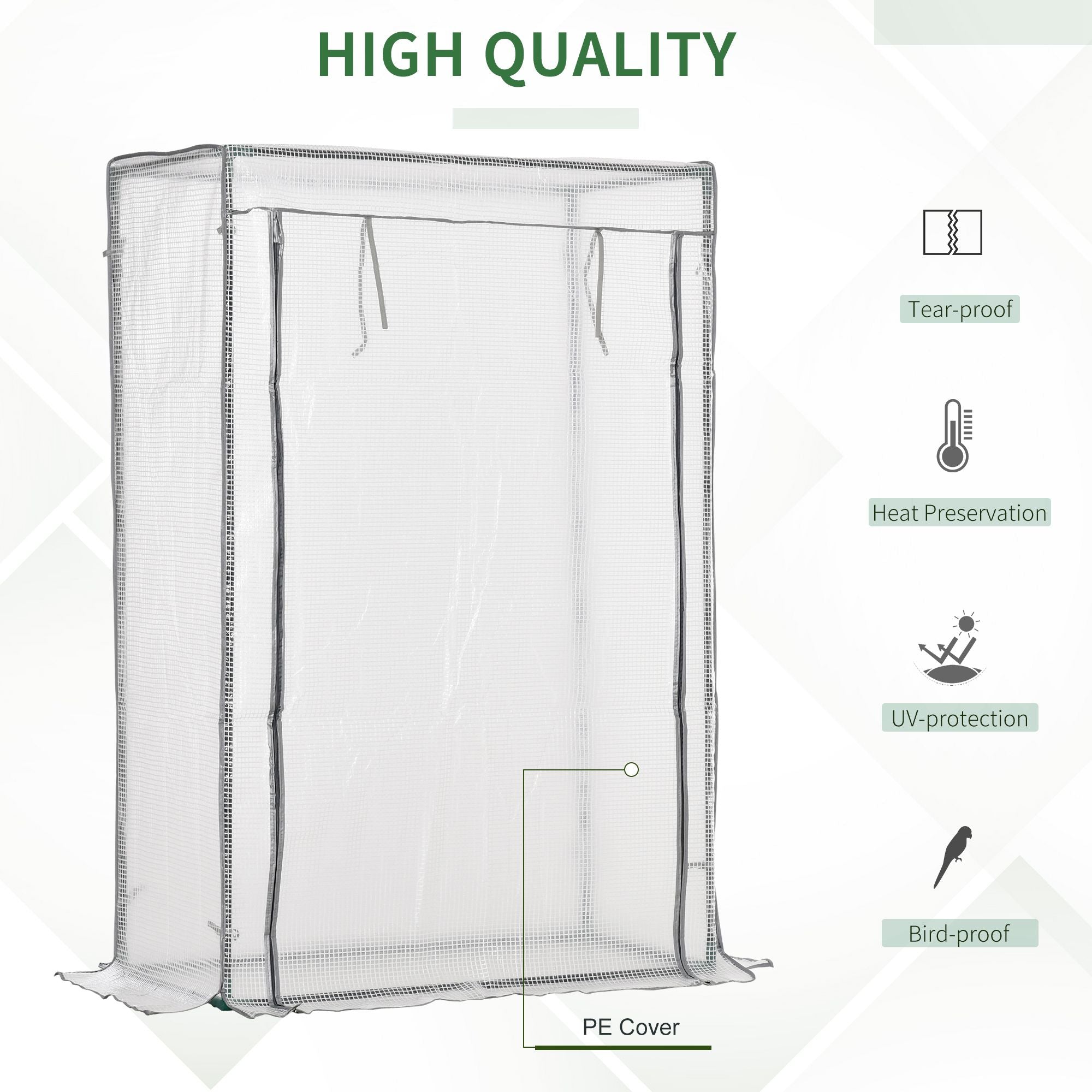 Outsunny 100 x 50 x 150cm Tomato Greenhouse with Roll-up Door, Mini Greenhouse with PE Cover, Outdoor Grow House Small Green House for Yard, Balcony, Garden, White