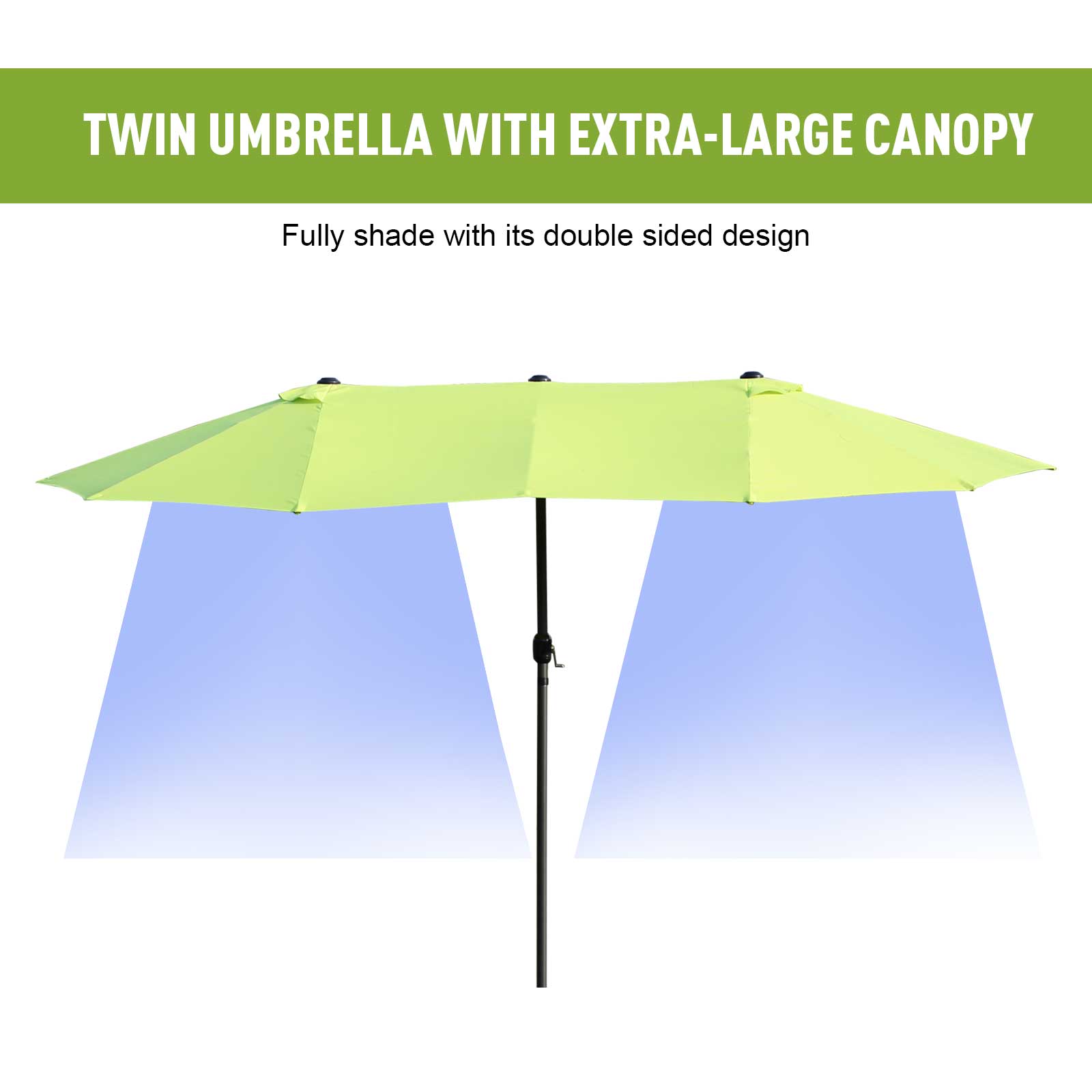 Outsunny Double-side Umbrella Parasol, 2.7x4.6Wx2.4H m-Grass Green