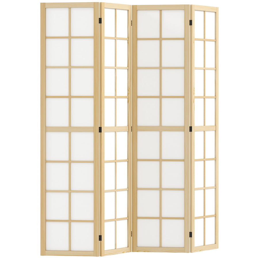 HOMCOM 4 Panel Folding Room Divider, Freestanding Room Separator, Indoor Privacy Screen for Living Room, Bedroom, 160 x 170cm