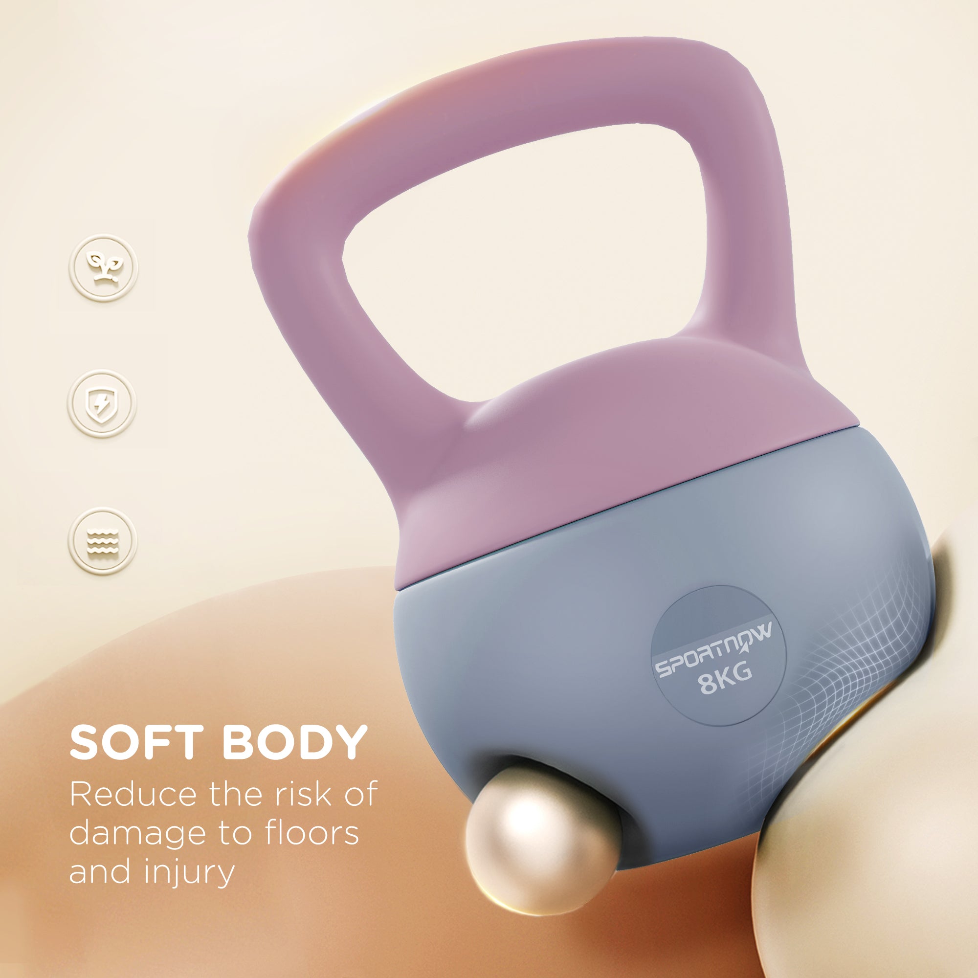 SPORTNOW 8KG Soft Kettlebell, Kettlebell with Non-Slip Handle for Home Gym, Weight Lifting, Strength Training, Purple/Grey