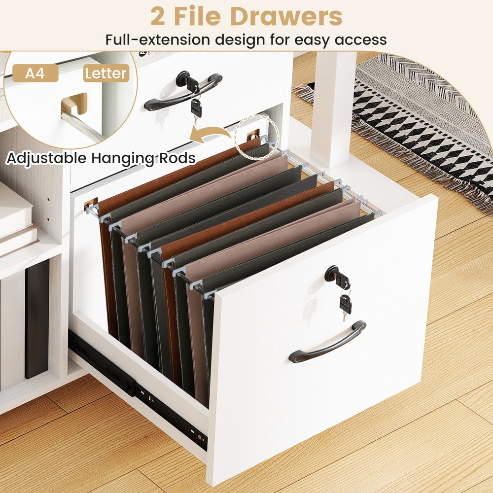 Close up of the filing cabinet drawers showing adjustable hanging file storage
