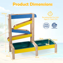 Fir Wood Montessori Sensory Play Activity Table with 2 Water Basin and Submarine Toys for Boys and Girls 3+-Multicolor