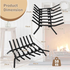 Fireplace Set with Outdoor Fireplace Grate and Double Door Fireplace Screen Flat Fire Guard