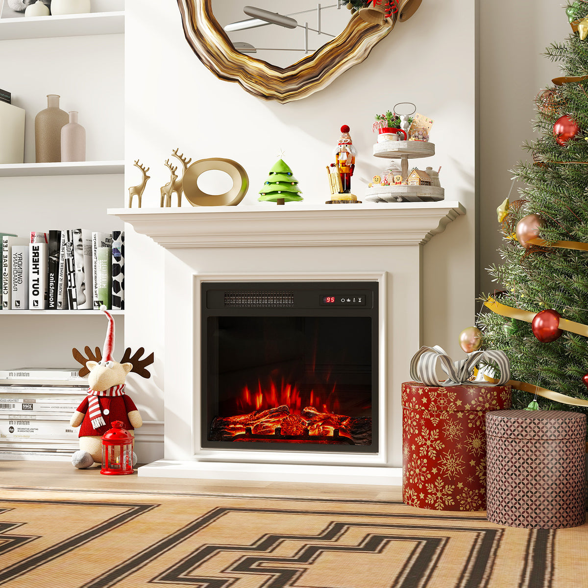 20 Inch Electric Fireplace Insert 750W/1500W Fireplace Heater with Remote Control