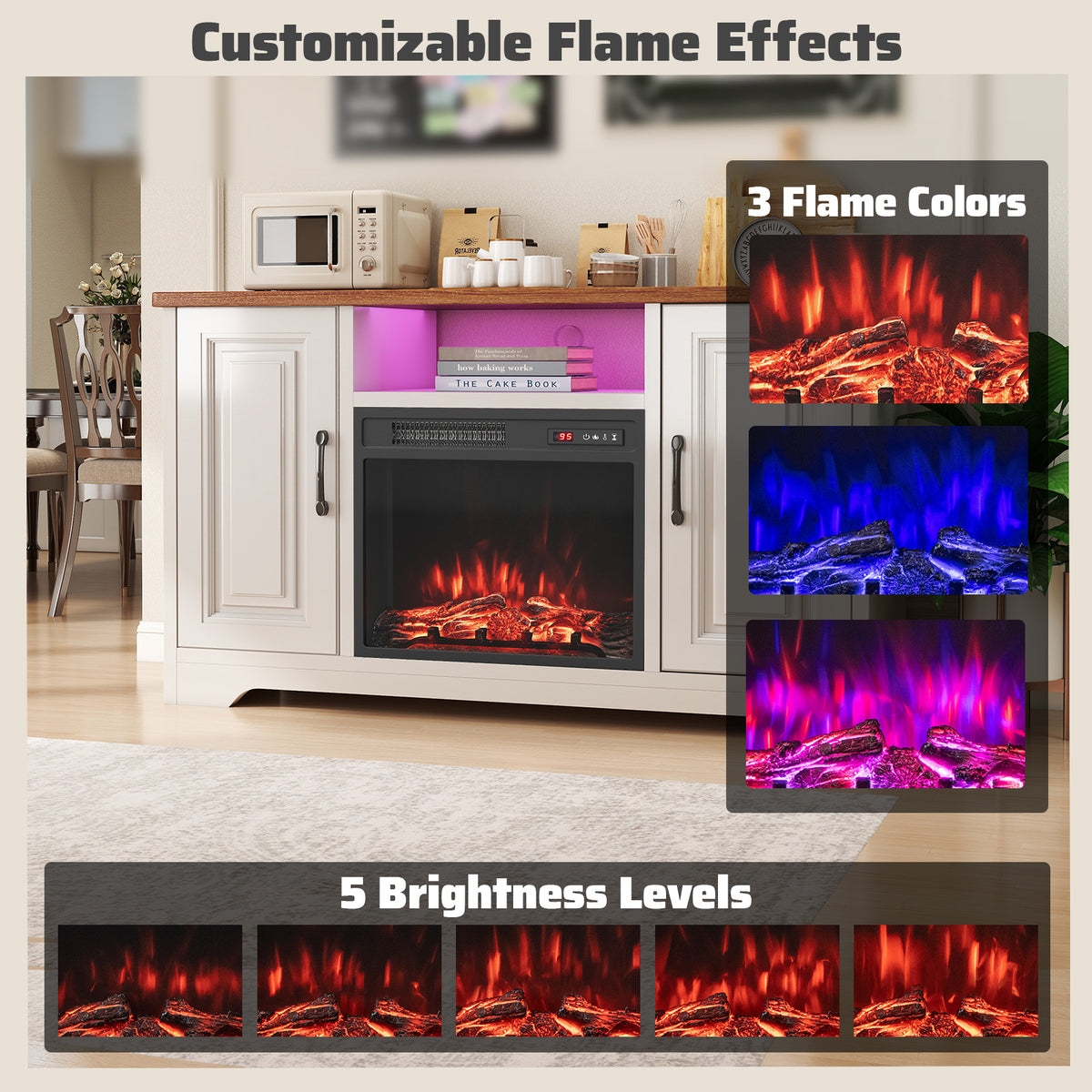 20 Inch Electric Fireplace Insert 750W/1500W Fireplace Heater with Remote Control