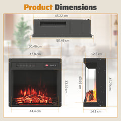 20 Inch Electric Fireplace Insert 750W/1500W Fireplace Heater with Remote Control