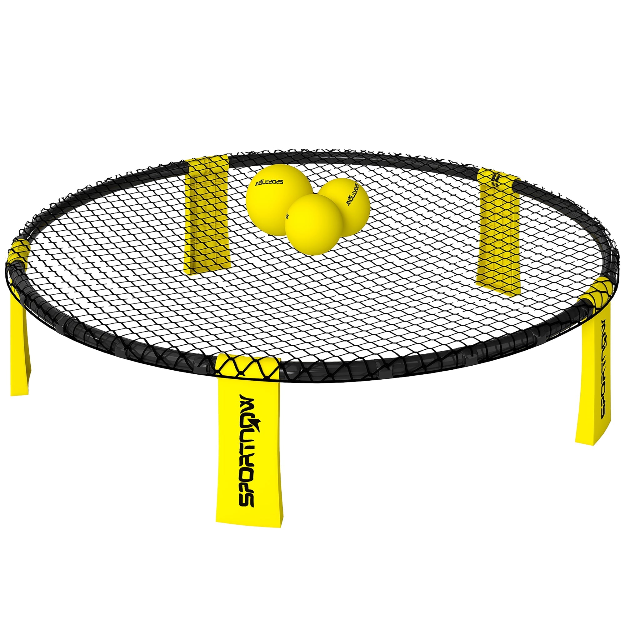 SPORTNOW Spike Game Set, Mini Beach Games Set with Net, 3 Balls and Ball Pump, Portable with Carrying Bag for Outdoor Team Sports, Yellow