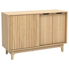 Fluted Sideboard with Adjustable Shelves and Sliding Door for Living Room-Natural