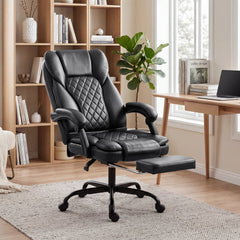 HOMCOM Executive Home Office Chair Reclining Function Footrest Computer Desk Chair High Back, Black