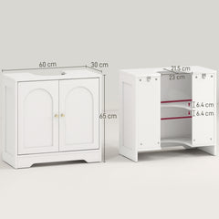 HOMCOM Under Sink Bathroom Cabinet with 2 Arch Doors - White