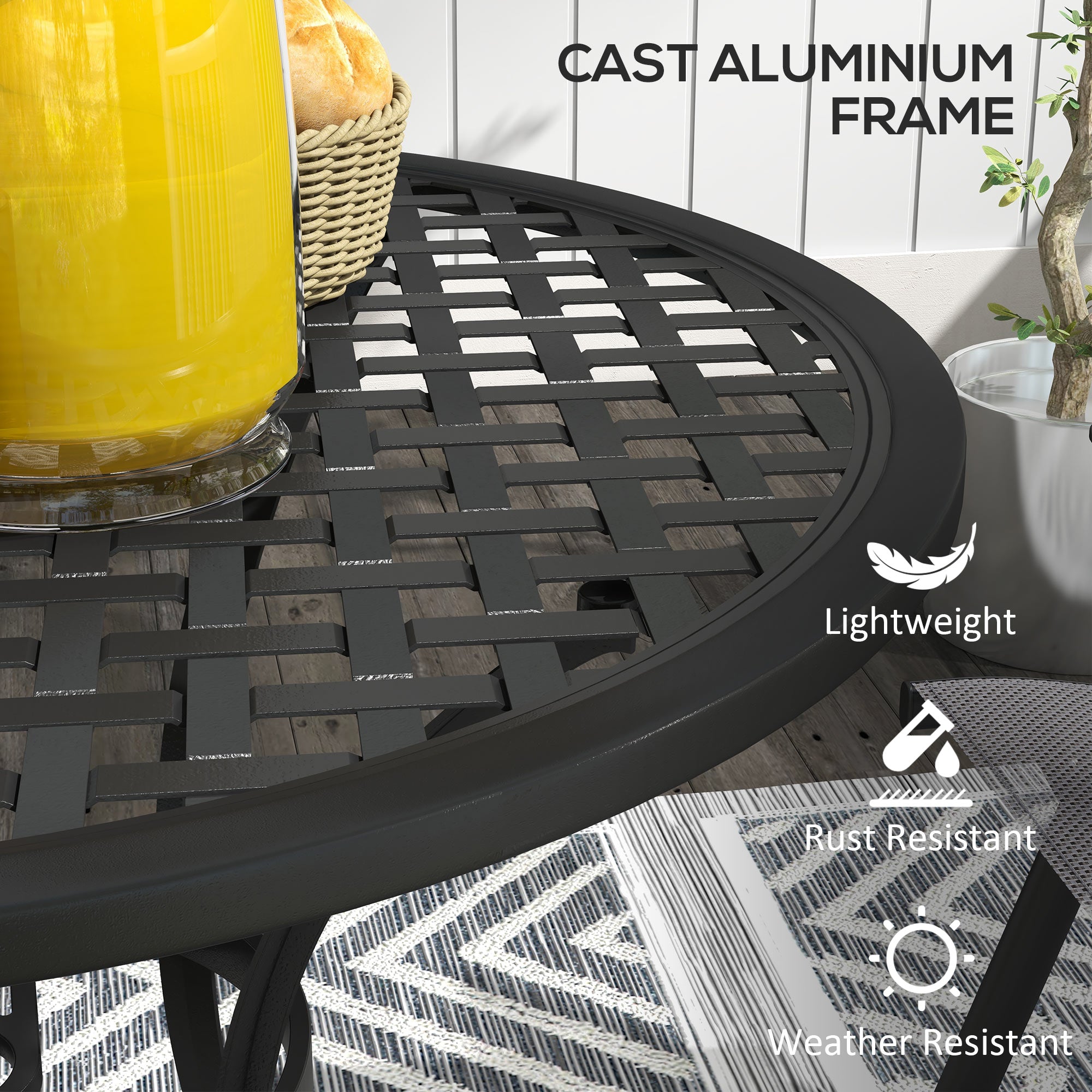 Outsunny Round Aluminium Table, with √¢≈í‚Ç¨50mm Parasol Hole