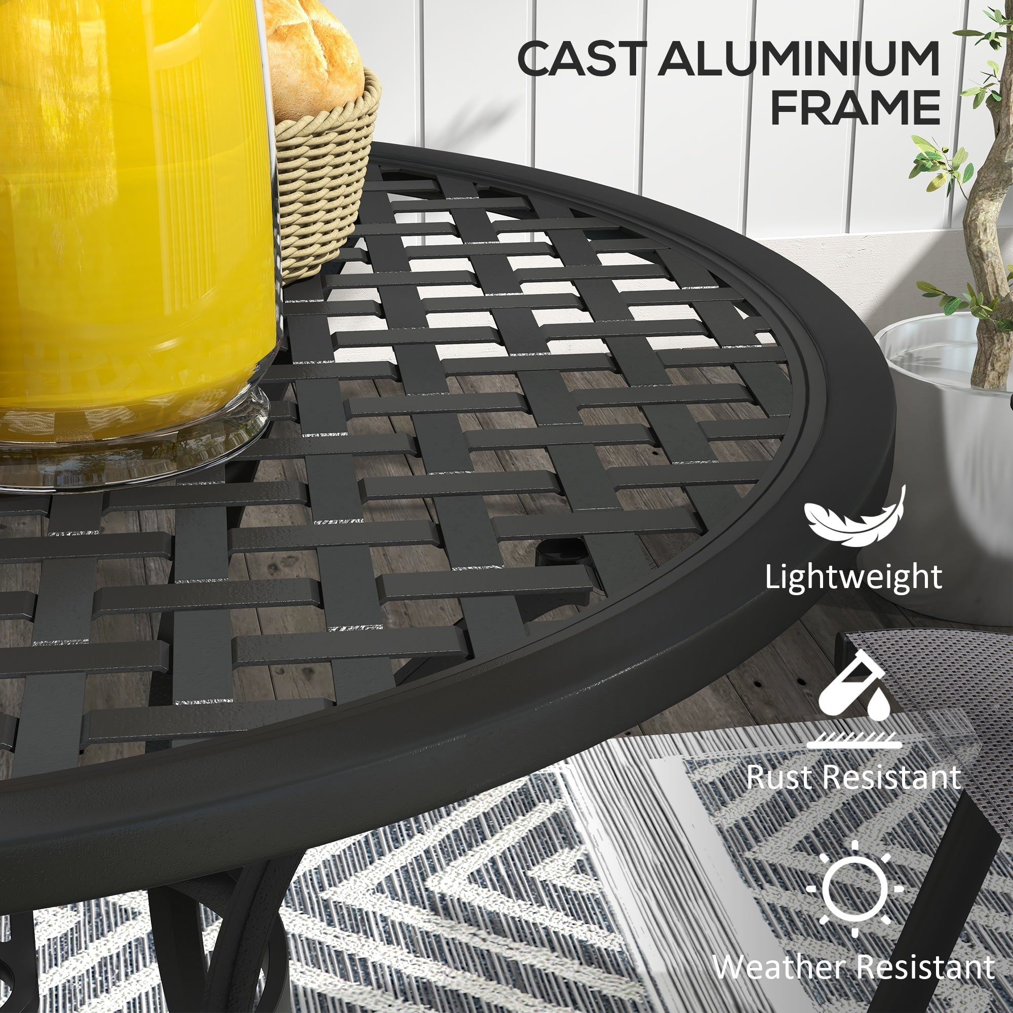 Outsunny Round Aluminium Table, with √¢≈í‚Ç¨50mm Parasol Hole