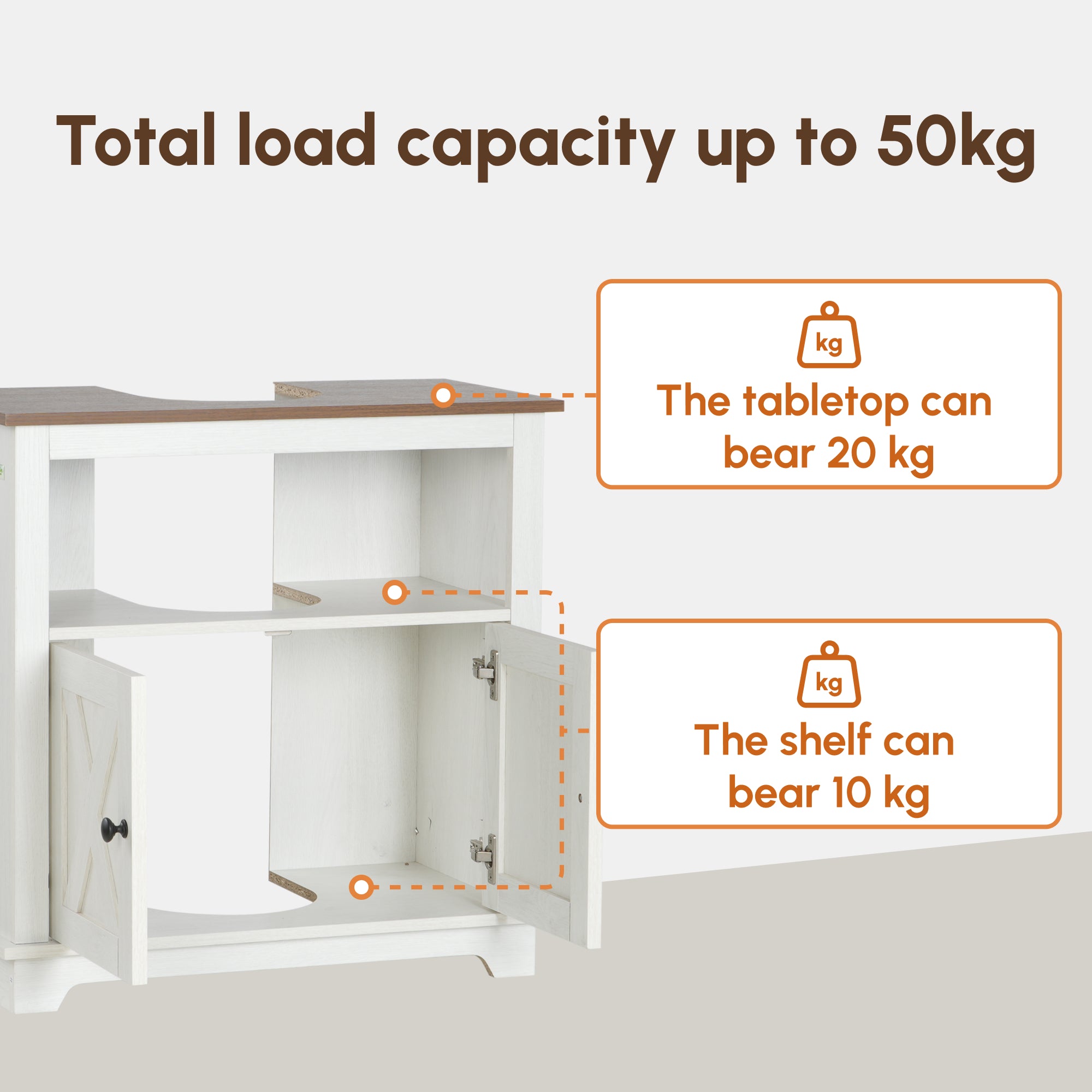 kleankin Under Sink Cabinet Bathroom Vanity Unit with Double Doors and Storage Shelves, 60 x 30 x 60cm, White