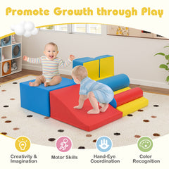 7-Piece Foam Climbing Blocks with Hook and Loop Fasteners for Toddlers-Colourful