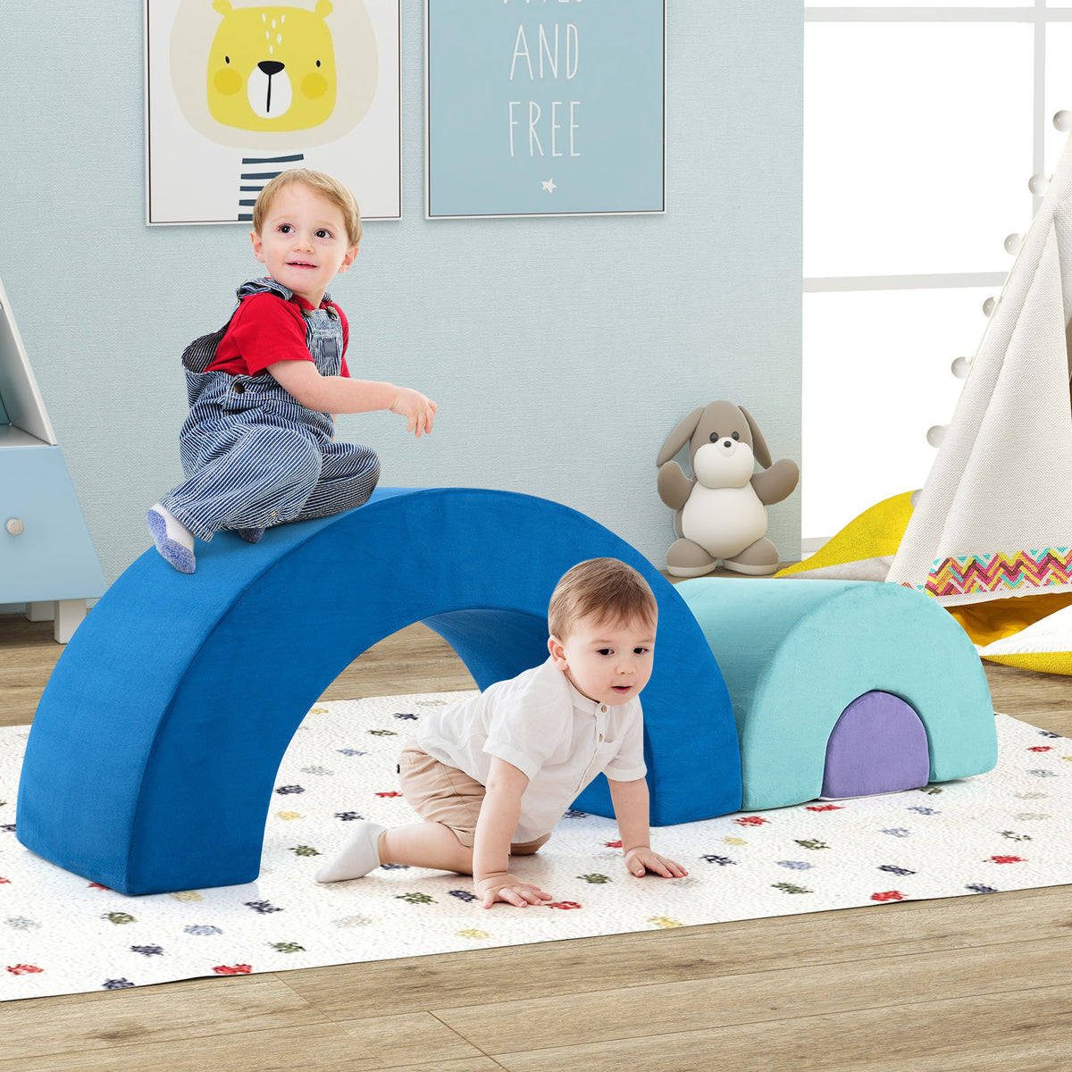 Rainbow Arc Climber Playset Foam Climbing Blocks Indoor Climb and Crawl Activity Play Set-Colourful