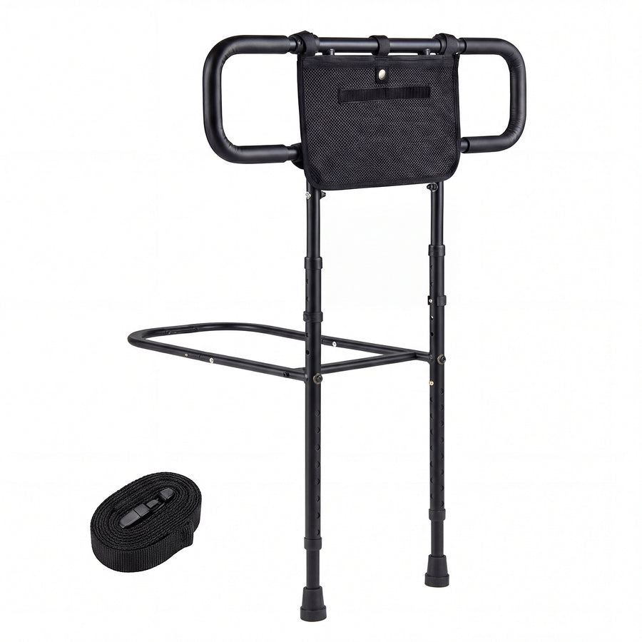 Foldable Bed Rail for Seniors Bed Rail for Elderly Adults Safety with Adjustable Width and Height-Black