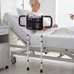 Foldable Bed Rail for Seniors Bed Rail for Elderly Adults Safety with Adjustable Width and Height-White