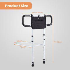 Foldable Bed Rail for Seniors Bed Rail for Elderly Adults Safety with Adjustable Width and Height-White
